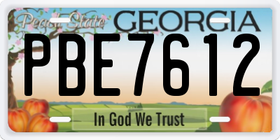 GA license plate PBE7612
