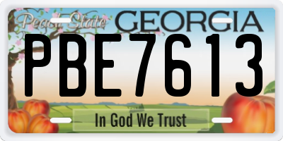 GA license plate PBE7613