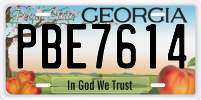 GA license plate PBE7614