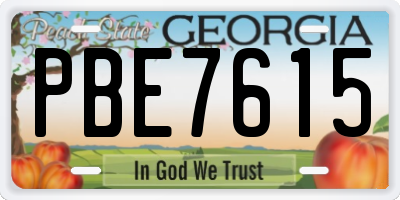 GA license plate PBE7615