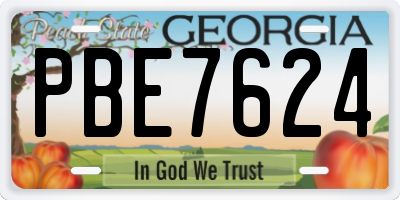 GA license plate PBE7624
