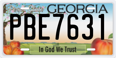 GA license plate PBE7631