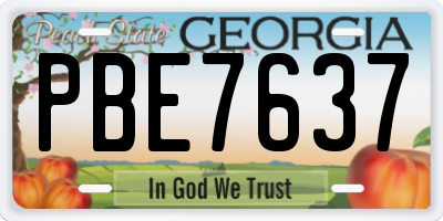 GA license plate PBE7637