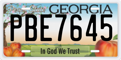 GA license plate PBE7645