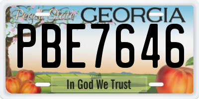 GA license plate PBE7646
