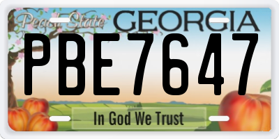GA license plate PBE7647