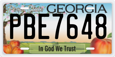 GA license plate PBE7648