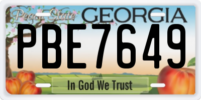 GA license plate PBE7649