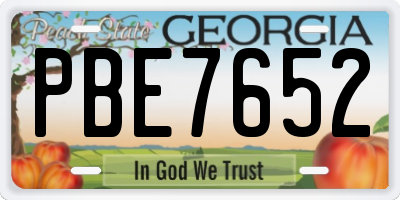 GA license plate PBE7652
