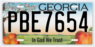 GA license plate PBE7654