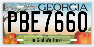 GA license plate PBE7660