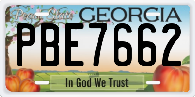 GA license plate PBE7662