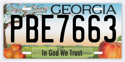 GA license plate PBE7663