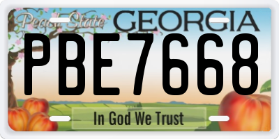 GA license plate PBE7668