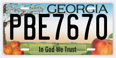 GA license plate PBE7670