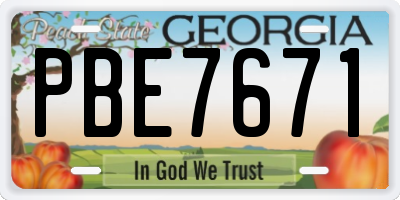 GA license plate PBE7671
