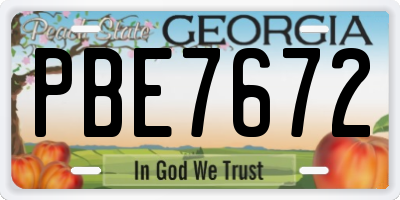 GA license plate PBE7672