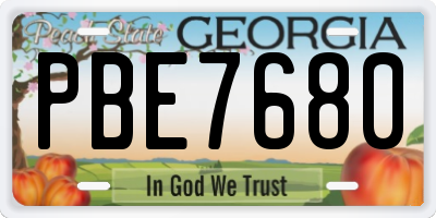 GA license plate PBE7680