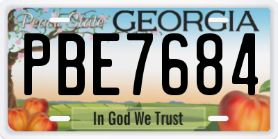 GA license plate PBE7684