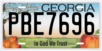 GA license plate PBE7696
