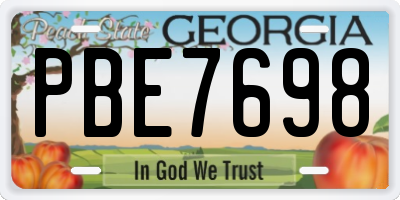 GA license plate PBE7698