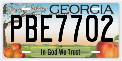 GA license plate PBE7702