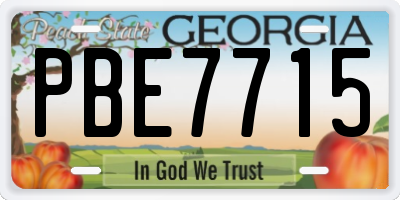 GA license plate PBE7715