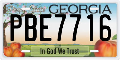 GA license plate PBE7716