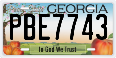 GA license plate PBE7743