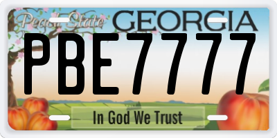 GA license plate PBE7777