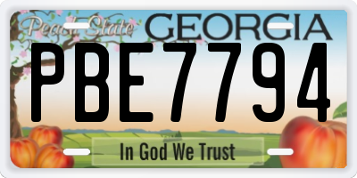 GA license plate PBE7794