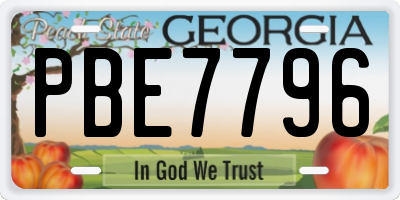 GA license plate PBE7796