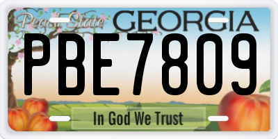 GA license plate PBE7809