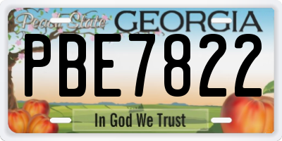 GA license plate PBE7822