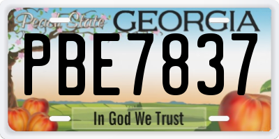 GA license plate PBE7837