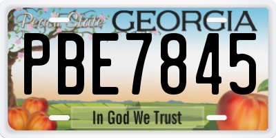 GA license plate PBE7845