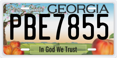 GA license plate PBE7855