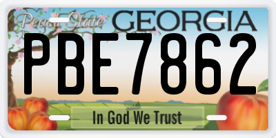 GA license plate PBE7862