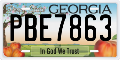 GA license plate PBE7863