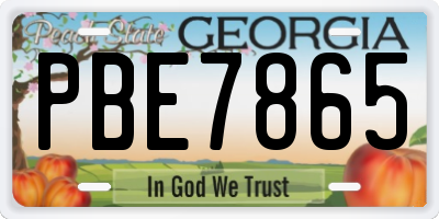 GA license plate PBE7865
