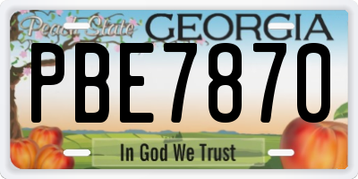 GA license plate PBE7870