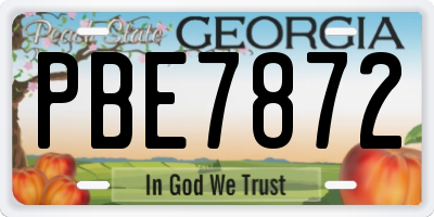 GA license plate PBE7872