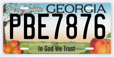GA license plate PBE7876
