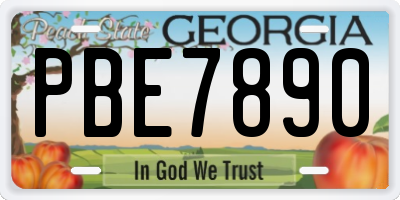 GA license plate PBE7890