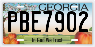 GA license plate PBE7902