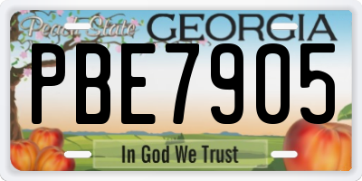 GA license plate PBE7905