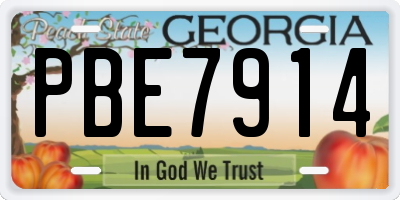 GA license plate PBE7914