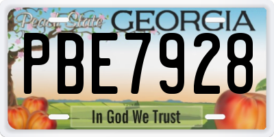 GA license plate PBE7928