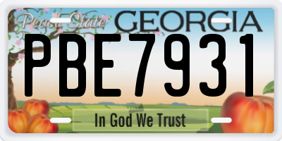 GA license plate PBE7931
