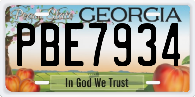 GA license plate PBE7934